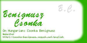 benignusz csonka business card